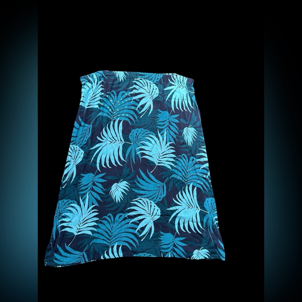✨tropical blue and green palm leaf print beach skirt✨